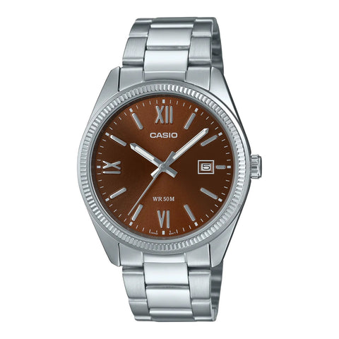 Casio Brown Dial steel strap watch MTP1302DD-5A