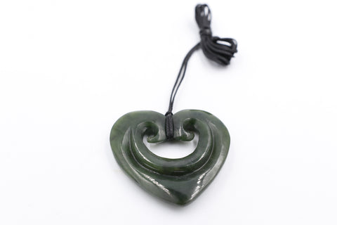 New Zealand Greenstone Heart Koru