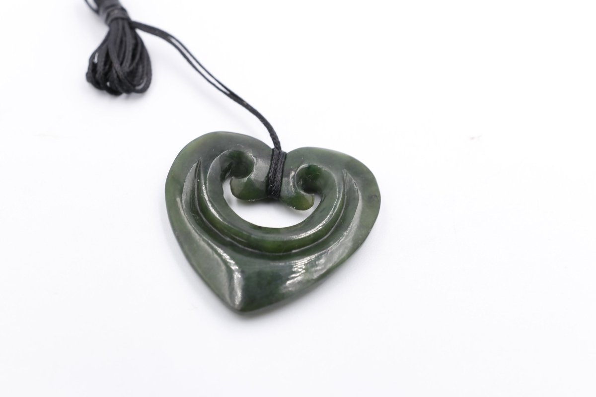New Zealand Greenstone Heart Koru