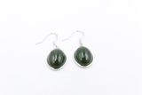 Stg Silver New Zealand Greenstone Drop Earrings