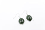 Stg Silver New Zealand Greenstone Drop Earrings