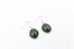 Stg Silver New Zealand Greenstone Drop Earrings