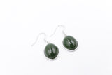 Stg Silver New Zealand Greenstone Drop Earrings