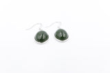Stg Silver New Zealand Greenstone Drop Earrings