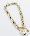 9ct Gold Handmade belcher Bracelet with Filigree Heart SYBA83