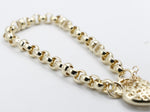 9ct Gold Handmade belcher Bracelet with Filigree Heart SYBA83