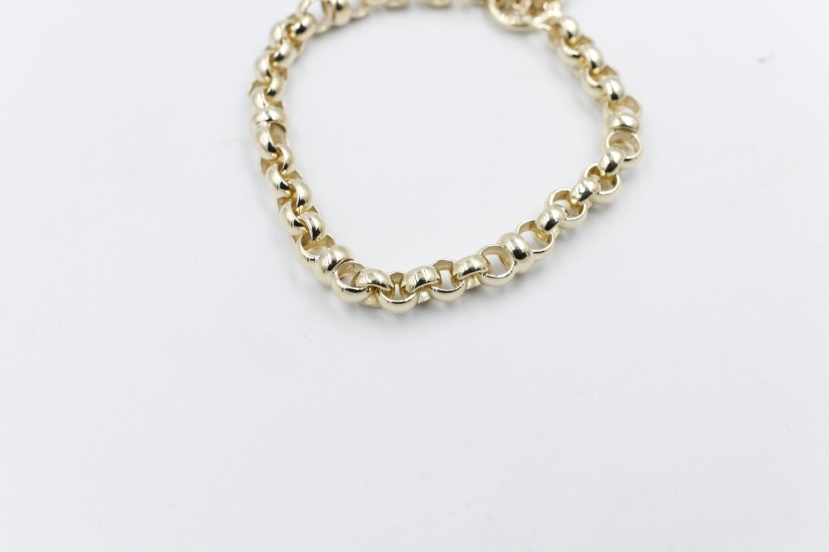 9ct Gold Handmade belcher Bracelet with Filigree Heart SYBA83