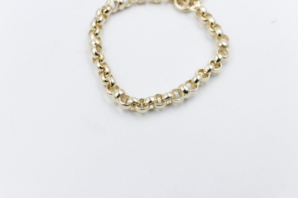 9ct Gold Handmade belcher Bracelet with Filigree Heart SYBA83