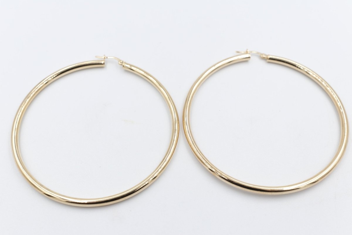 9ct Gold Large 60mm Hoop Earrings 60OBC51/96