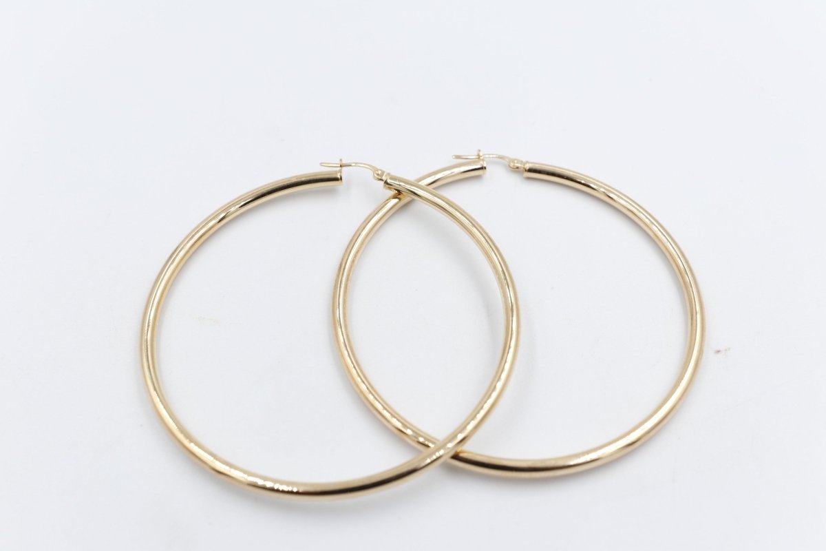 9ct Gold Large 60mm Hoop Earrings 60OBC51/96