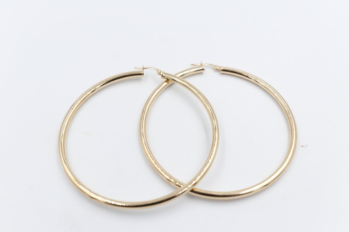 9ct Gold Large 60mm Hoop Earrings 60OBC51/96