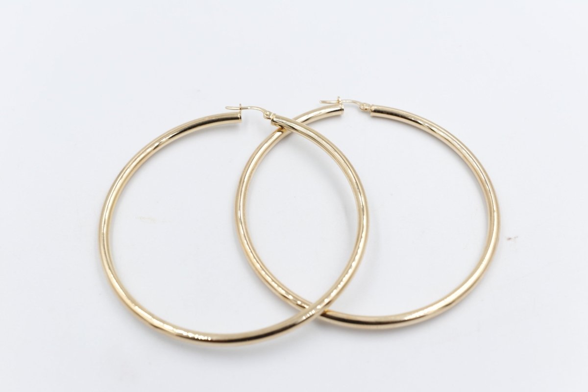 9ct Gold Large 60mm Hoop Earrings 60OBC51/96