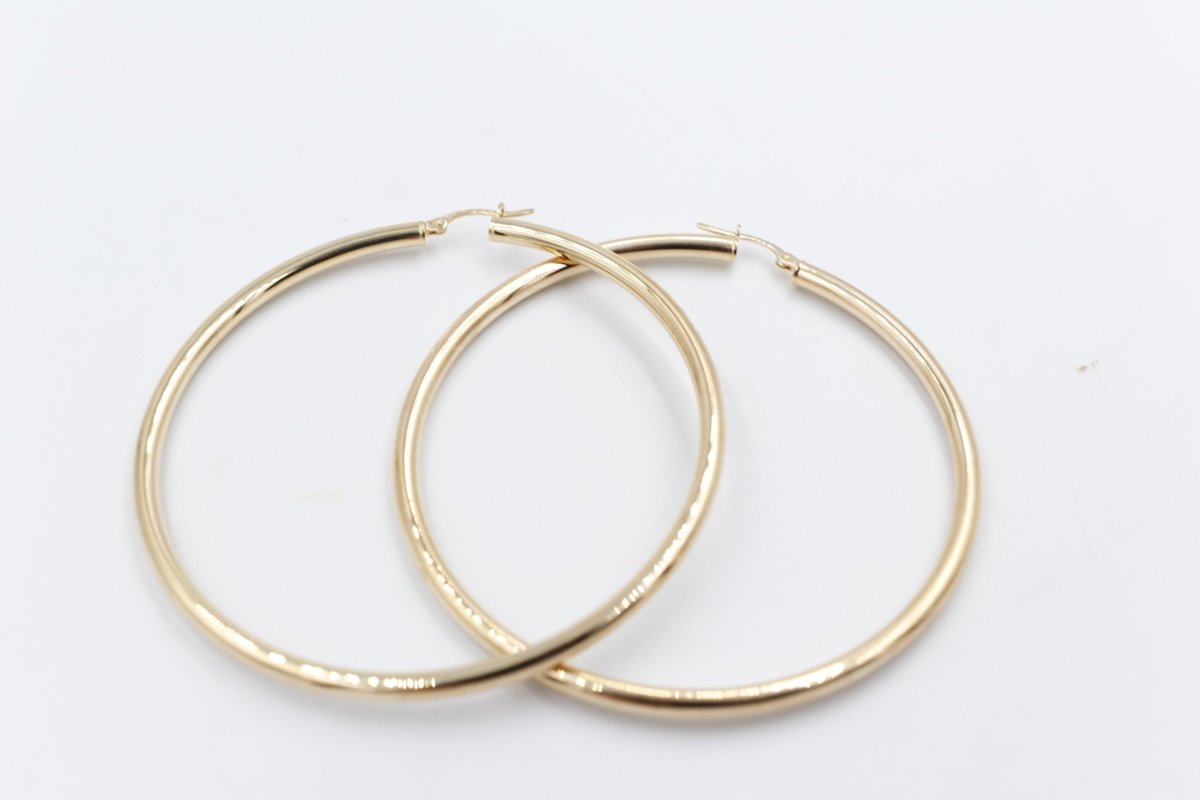 9ct Gold Large 60mm Hoop Earrings 60OBC51/96