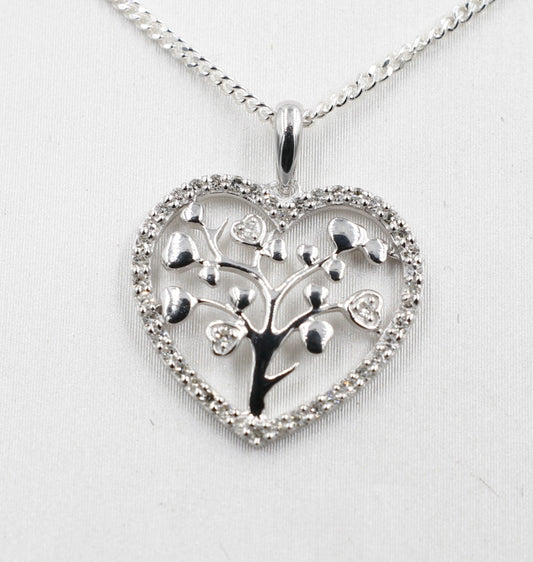 10K White Gold Tree of Life Diamond Pendent