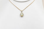 10K Gold Full Opal with Diamonds Pendent