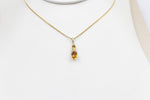 14K Gold Citrine Diamonds Pendent