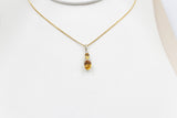 14K Gold Citrine Diamonds Pendent