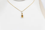 14K Gold Citrine Diamonds Pendent