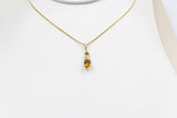 14K Gold Citrine Diamonds Pendent