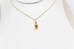 14K Gold Citrine Diamonds Pendent
