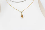 14K Gold Citrine Diamonds Pendent