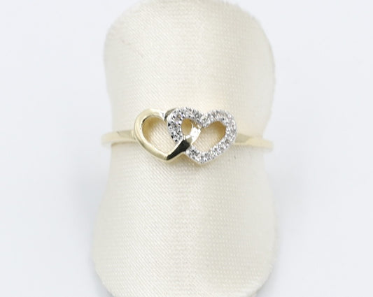 10K Gold Double Heart Diamond set ring