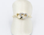 10K Gold Double Heart Diamond set ring