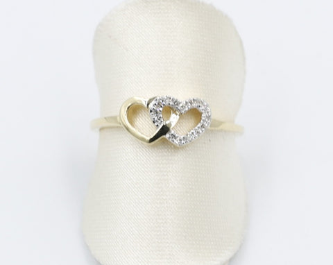 10K Gold Double Heart Diamond set ring