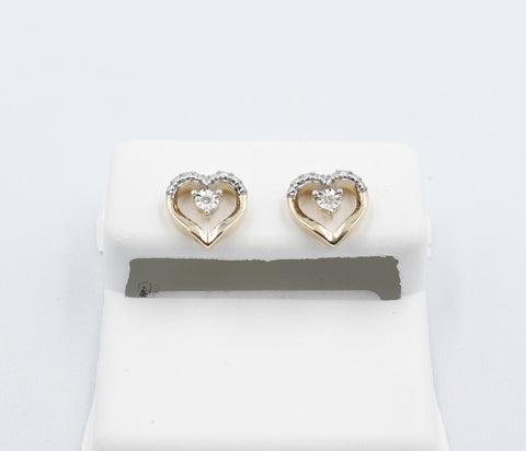 10K Gold Heart Diamond Earrings