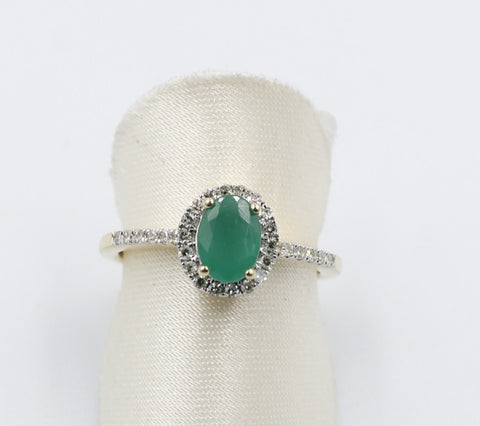 10K Gold Emerald & Diamond Set ring