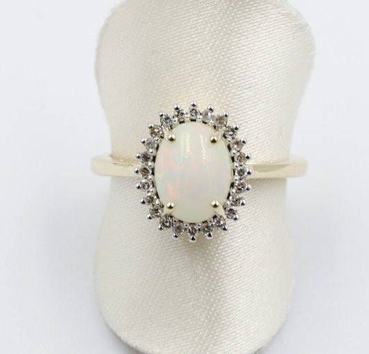 10K Gold Opal & Diamond Set ring