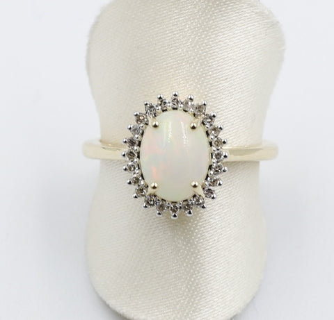 10K Gold Opal & Diamond Set ring