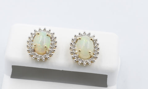 10K Gold Setting with Australian Full  Opal Earrings
