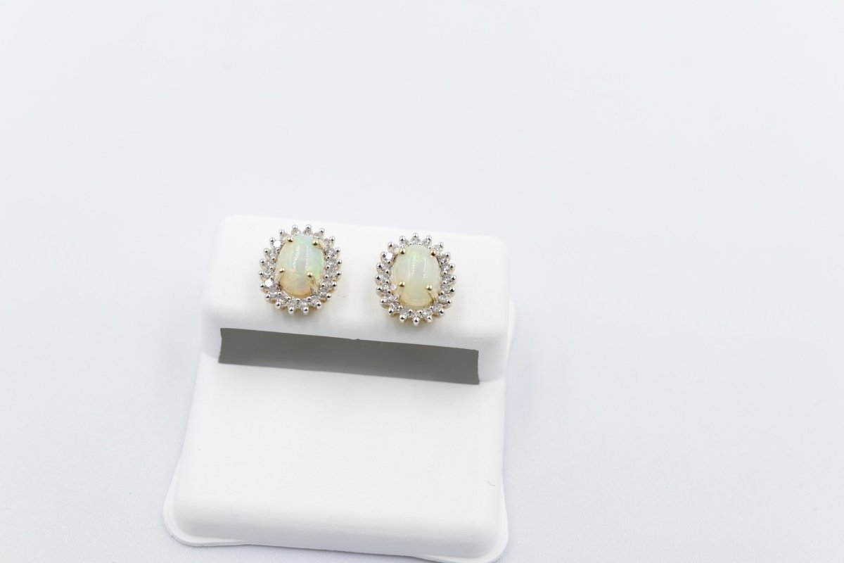 10K Gold Setting with Australian Full  Opal Earrings