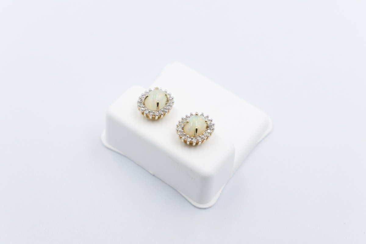 10K Gold Setting with Australian Full  Opal Earrings