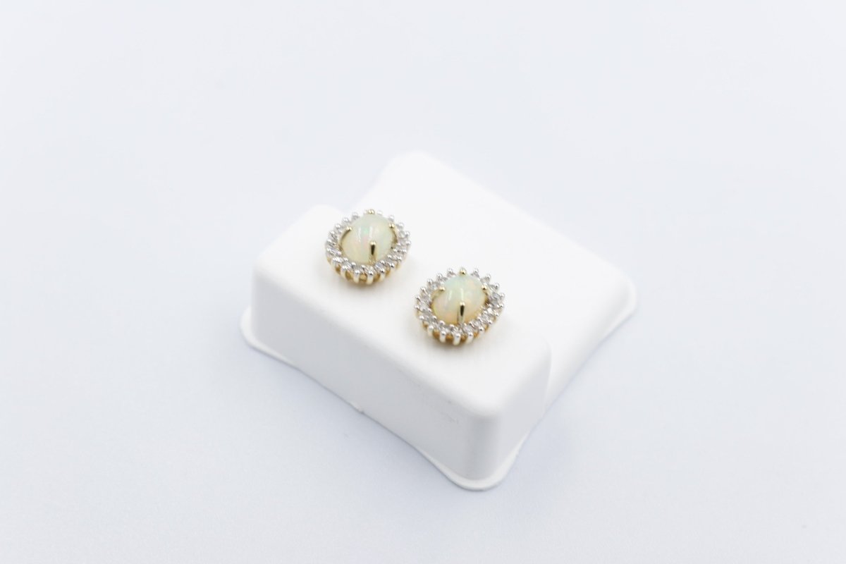 10K Gold Setting with Australian Full  Opal Earrings