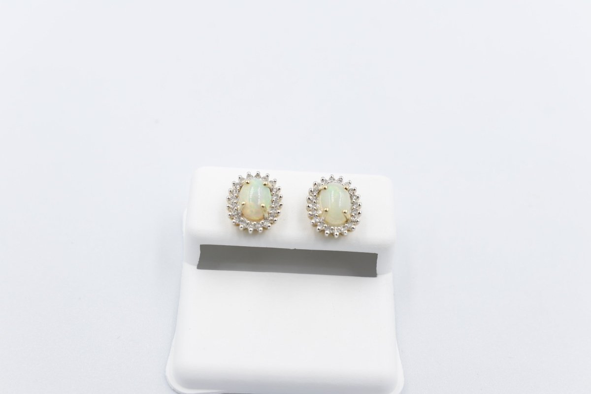 10K Gold Setting with Australian Full  Opal Earrings