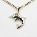 10K Gold Diamond Set Dolphin Pendent
