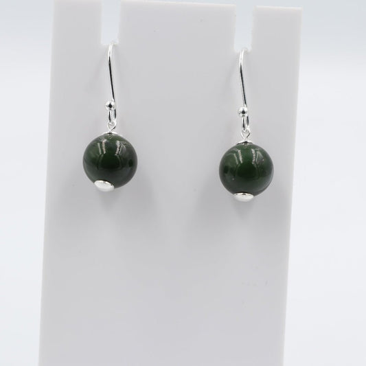 Stg  Silver Greenstone Drop Earrings SYE1905