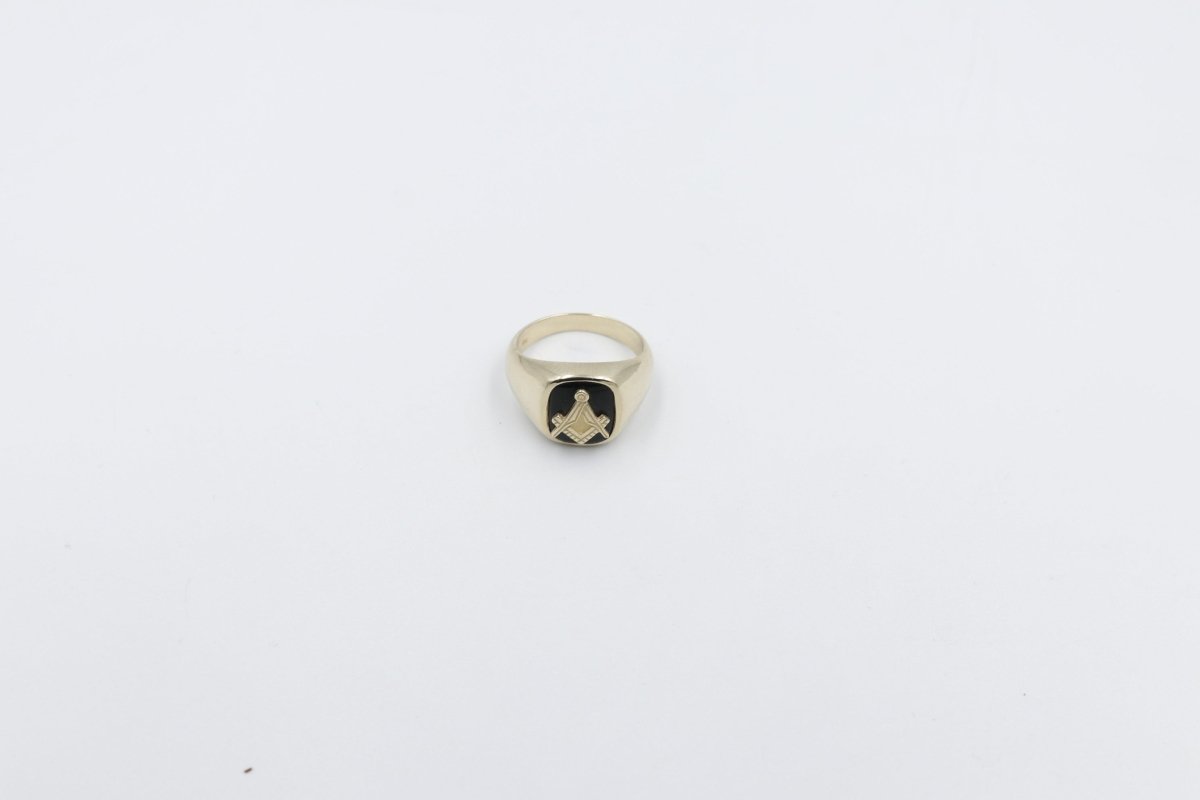 9ct Mens Masonic Ring with Onyx