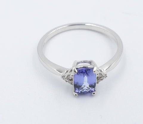 9ct White Tanzanite and Diamond Ring SYR7680
