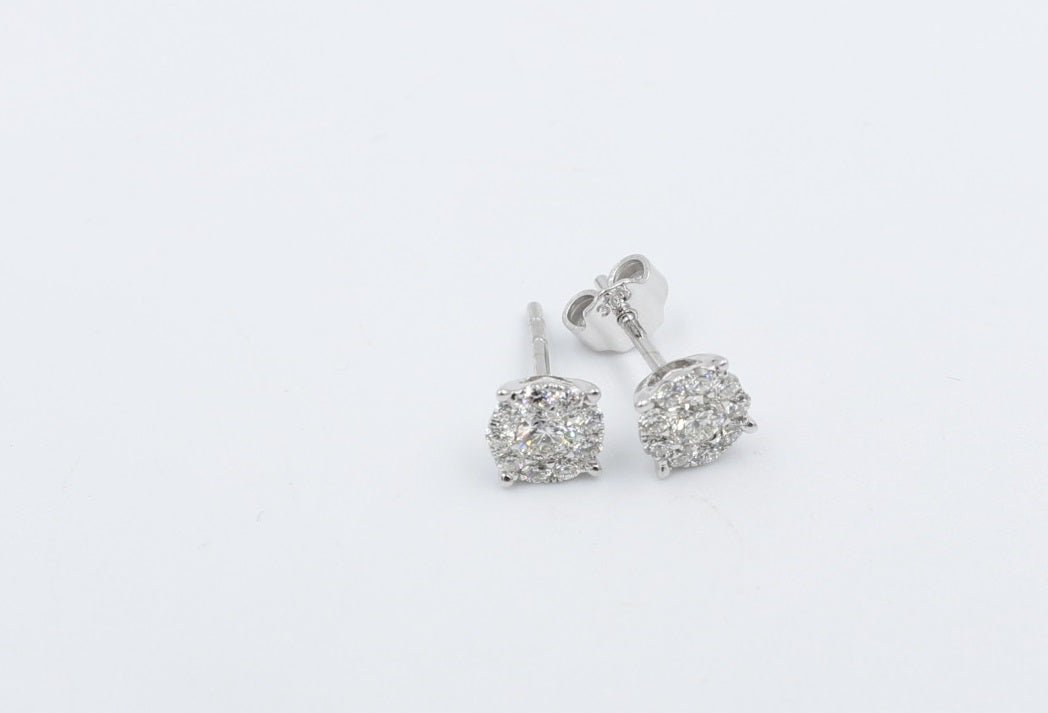 9ct Gold Diamond Cluster Earrings TDW0.50ct