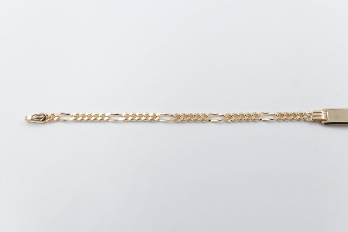 9ct Gold kids figaro ID bracelet 18.5cm