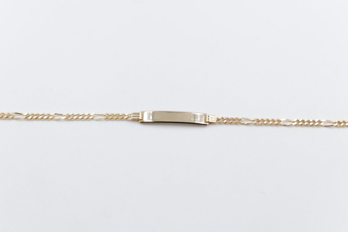 9ct Gold kids figaro ID bracelet 18.5cm