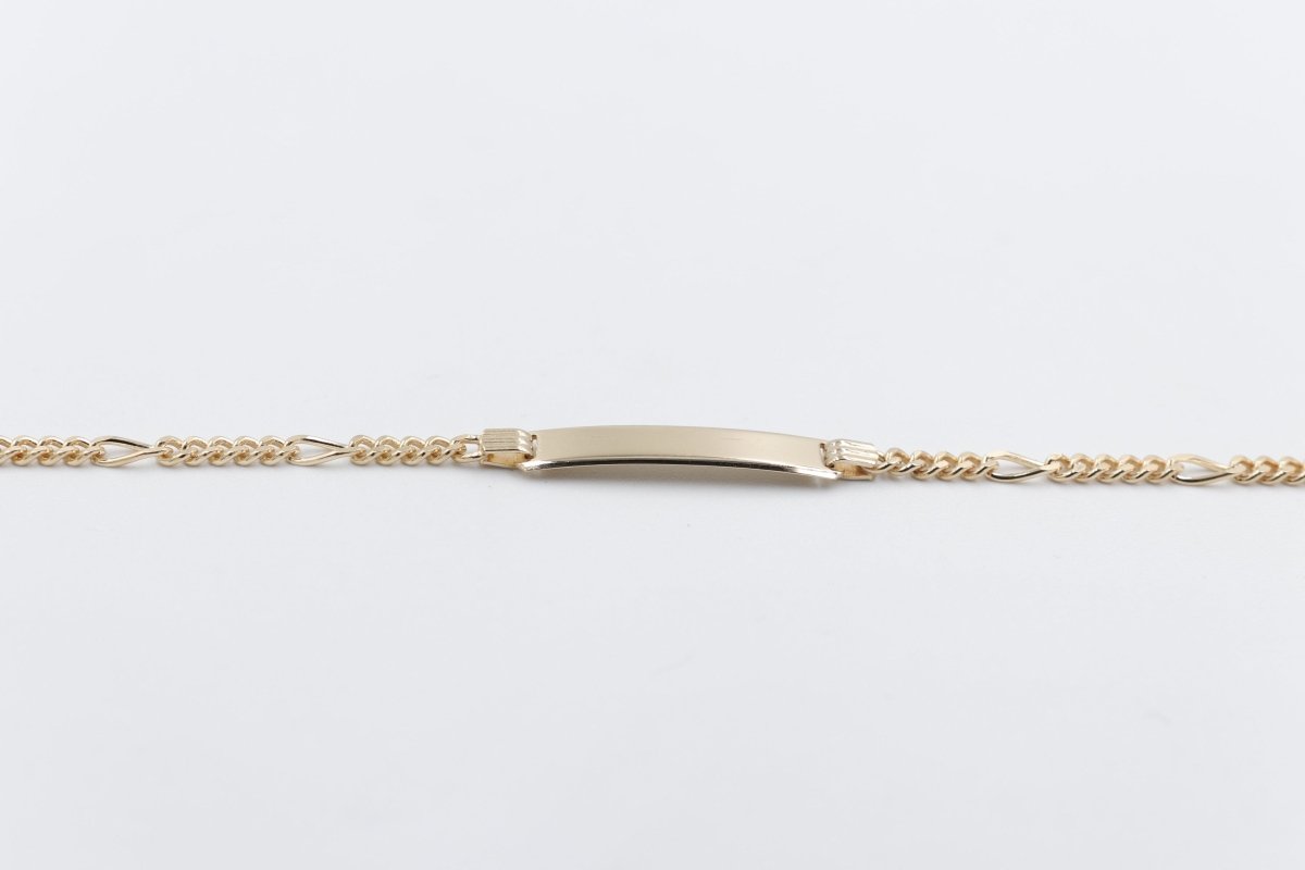 9ct Gold kids figaro ID bracelet 18.5cm
