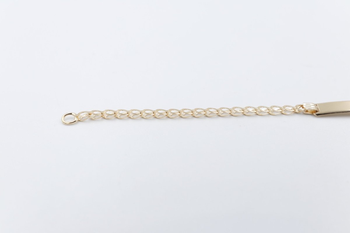 9ct Gold kids ID Open side Curb bracelet 16cm