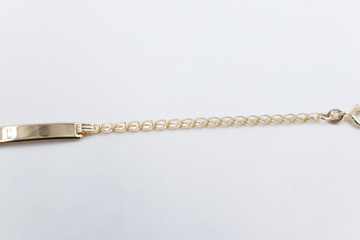 9ct Gold kids ID Open side Curb bracelet 16cm