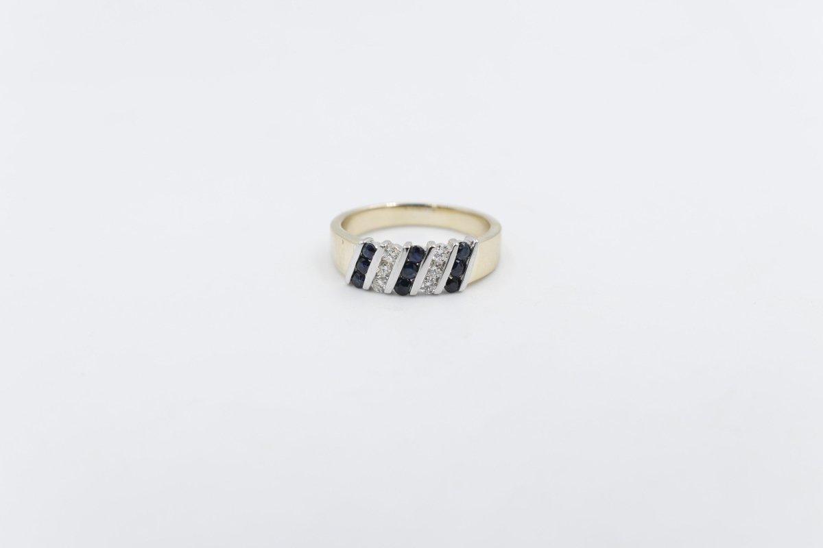 9ct Gold Genuine Sapphire & Diamond ring