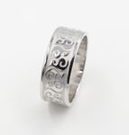 Stg Silver Band with Maori design 9mm wide FR5244S