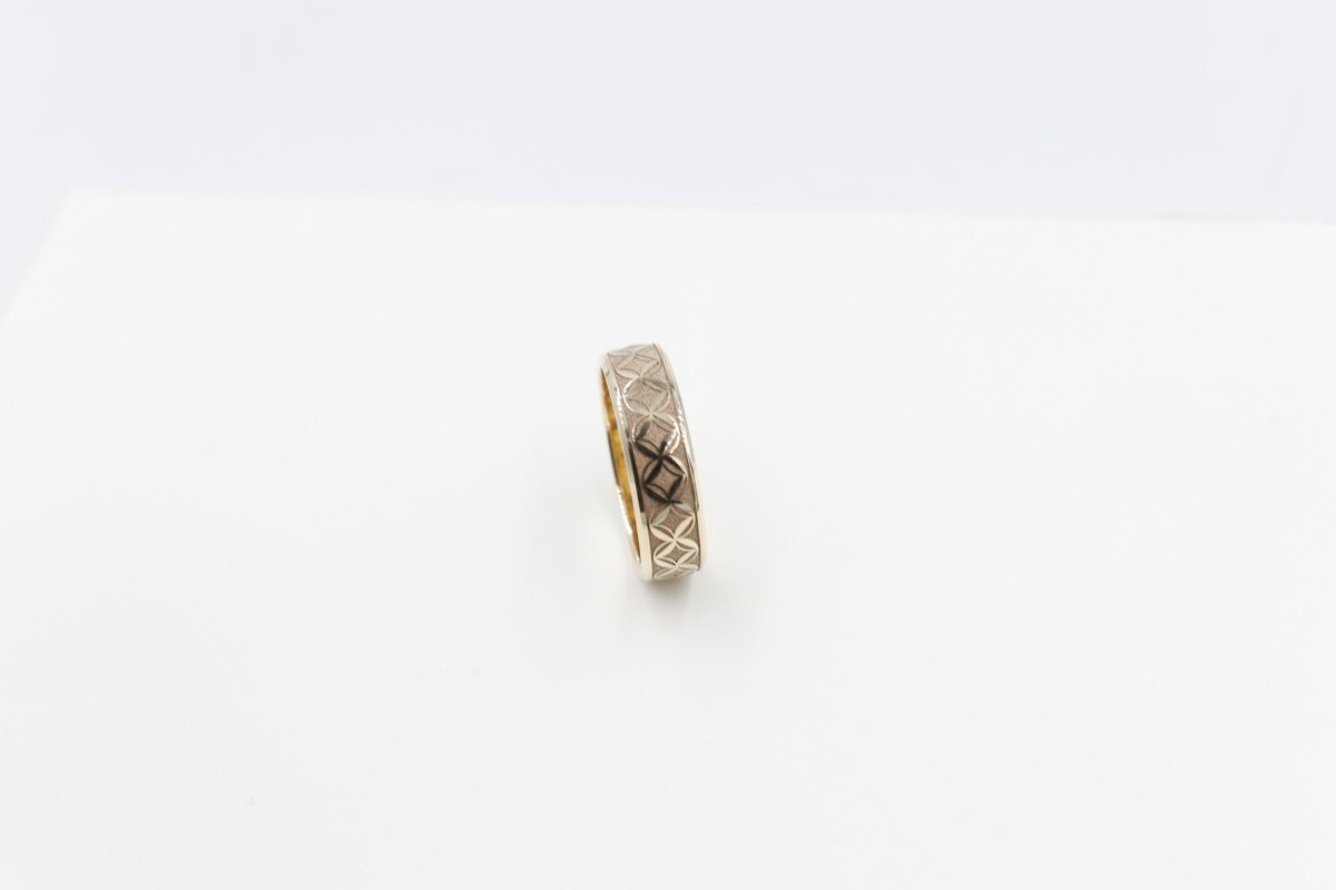 9ct Gold Solid Band with Island  Design mm HRB5247G